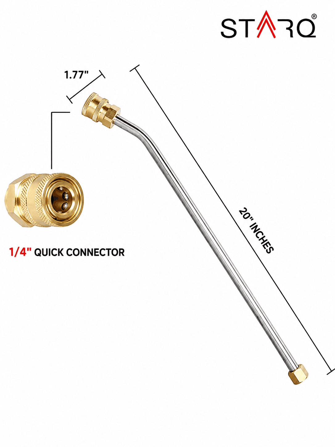 STARQ Pressure Washer Spray Wand/Extension 30 Degree Bend Rod, 20 Inch, 5000 PSI with QC Adapter (1 Pc) 2