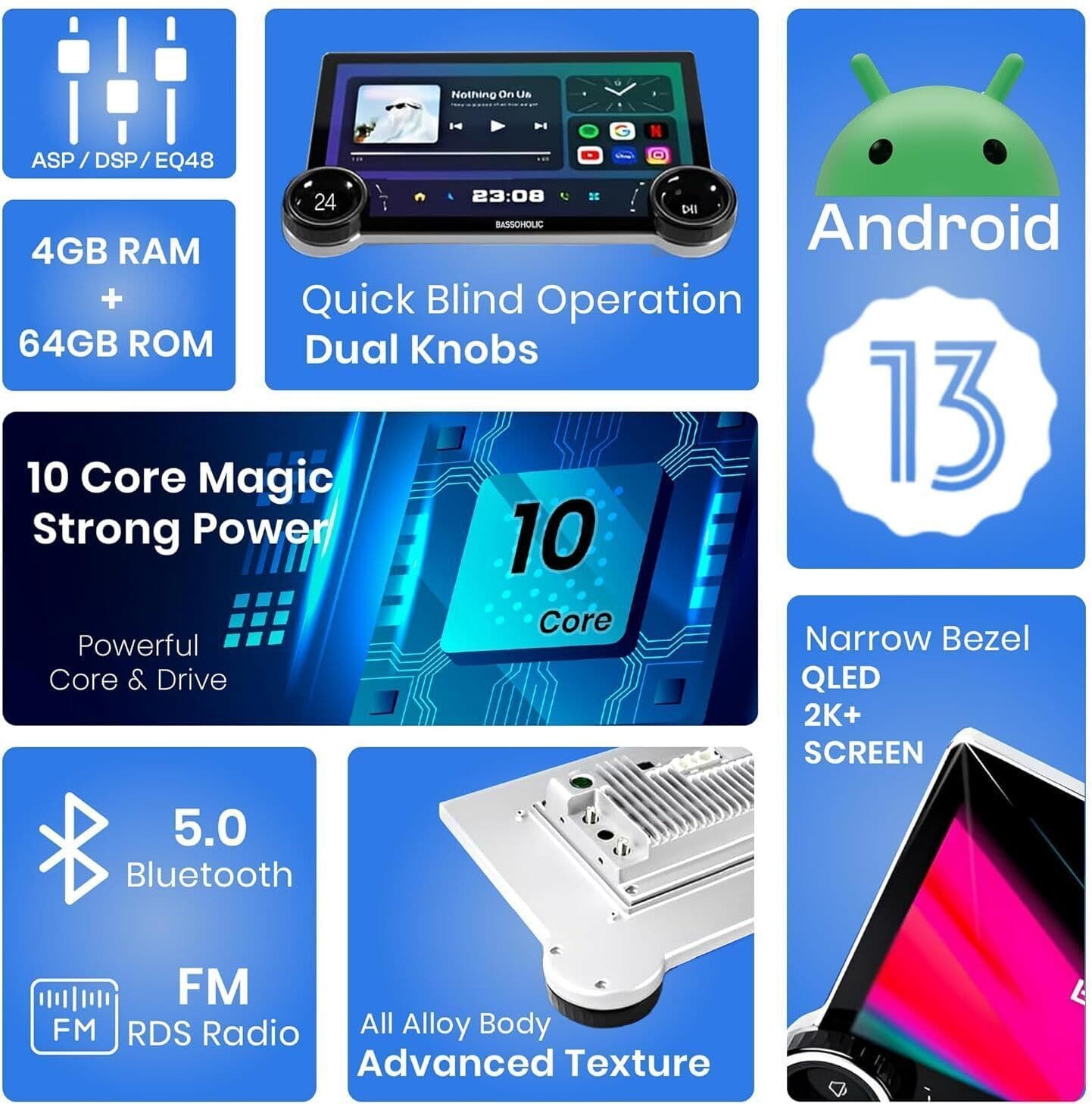 BASSOHOLIC Android CarPlay | 4GB 64GB | Dashboard Display for BR-V | GPS Supported B07 Car Stereo 4