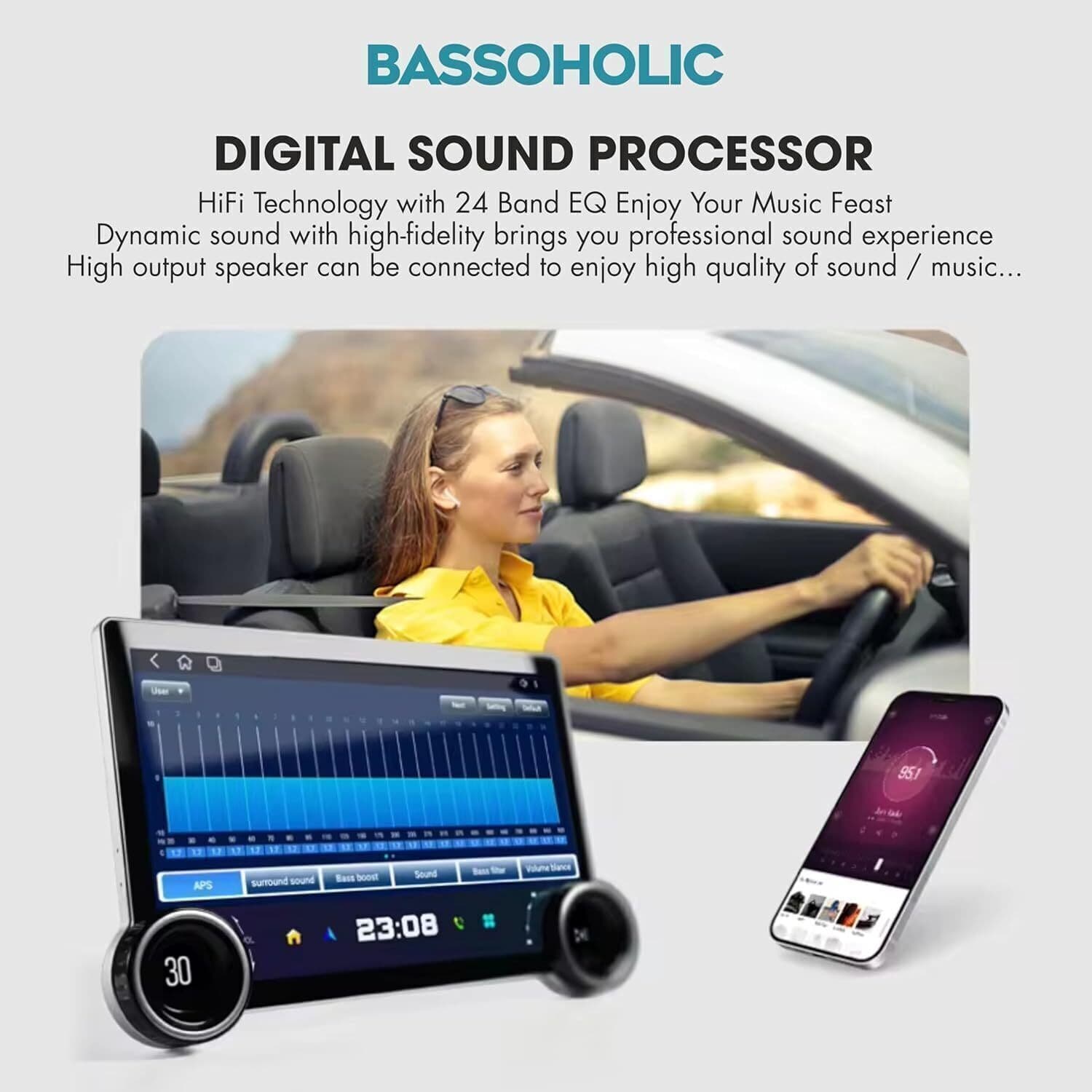 BASSOHOLIC Android CarPlay | 4GB 64GB | Multimedia Screen for Baleno | Bluetooth GPS BO0 Car Stereo 3