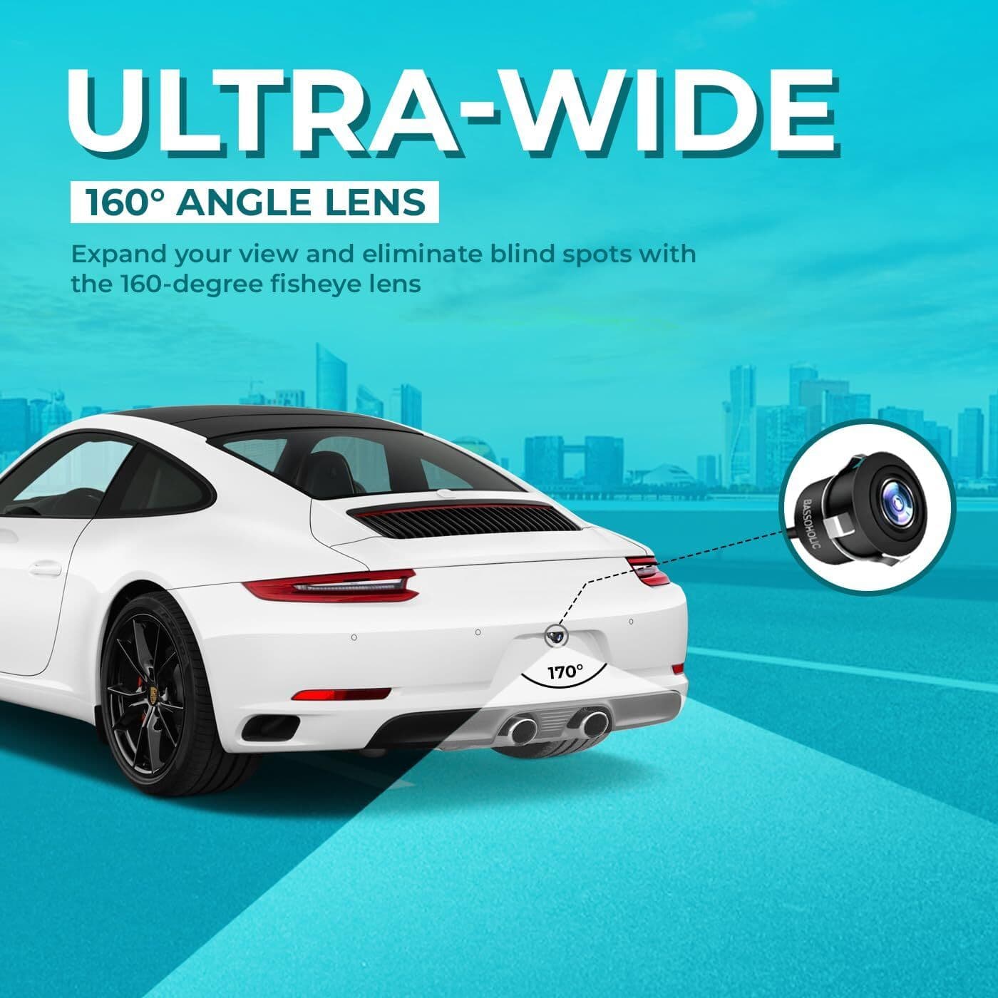 BASSOHOLIC 720P AHD Fisheye Car Reverse Camera | 160 Wide Angle Parking Assist 160 Vehicle Camera System 4