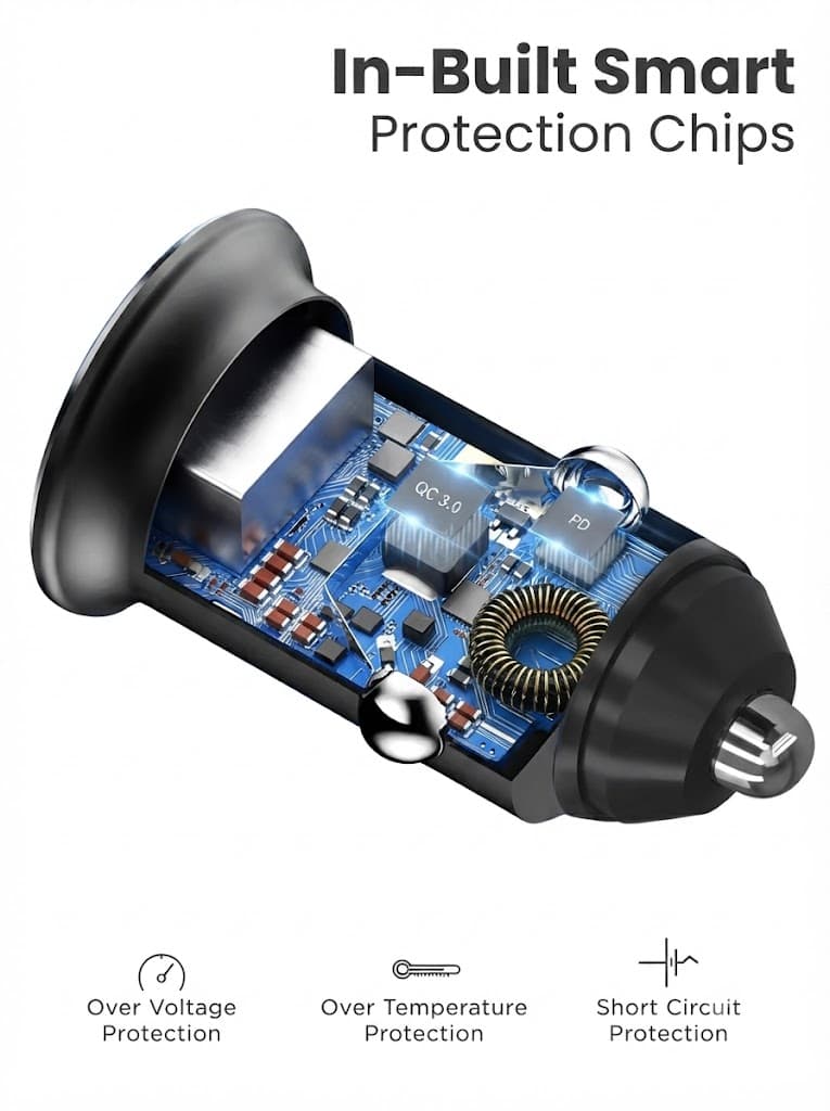 Car Power Mini
Dual Output | Type-C PD | USB Fast Charging | 38 Watts 5