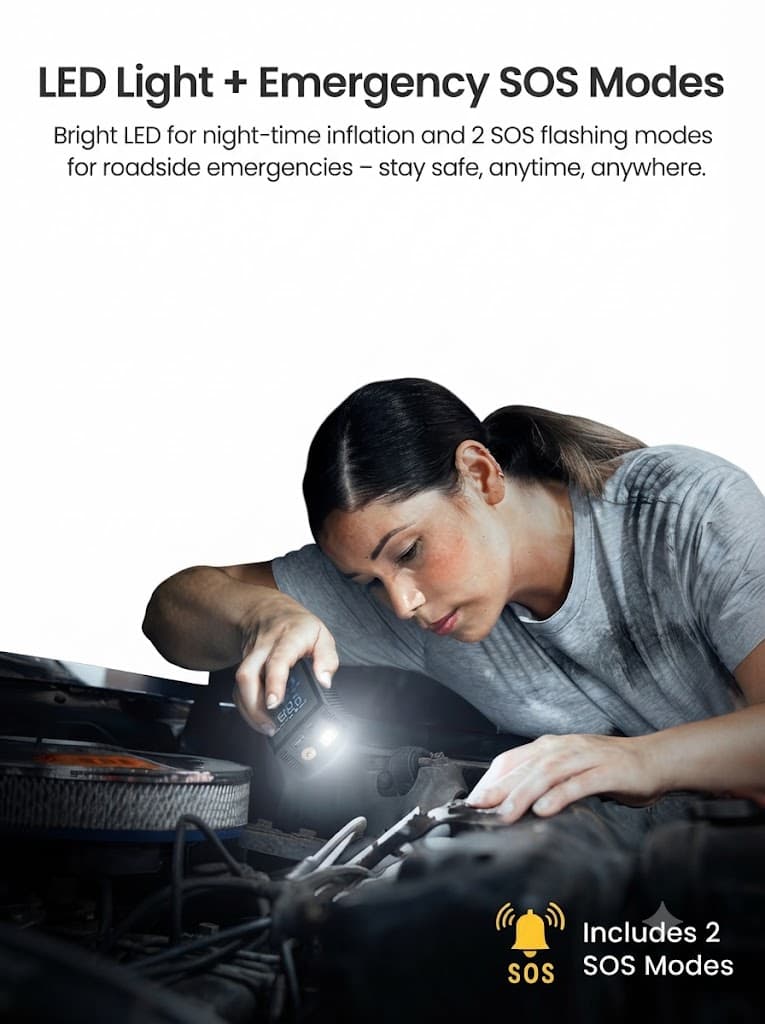 Vayu 9.0
Portable & Rechargeable Tyre Inflator | Type-C Fast Charging | LED Display | Auto Shut-Off | For Car, Bike & Sports Balls 5