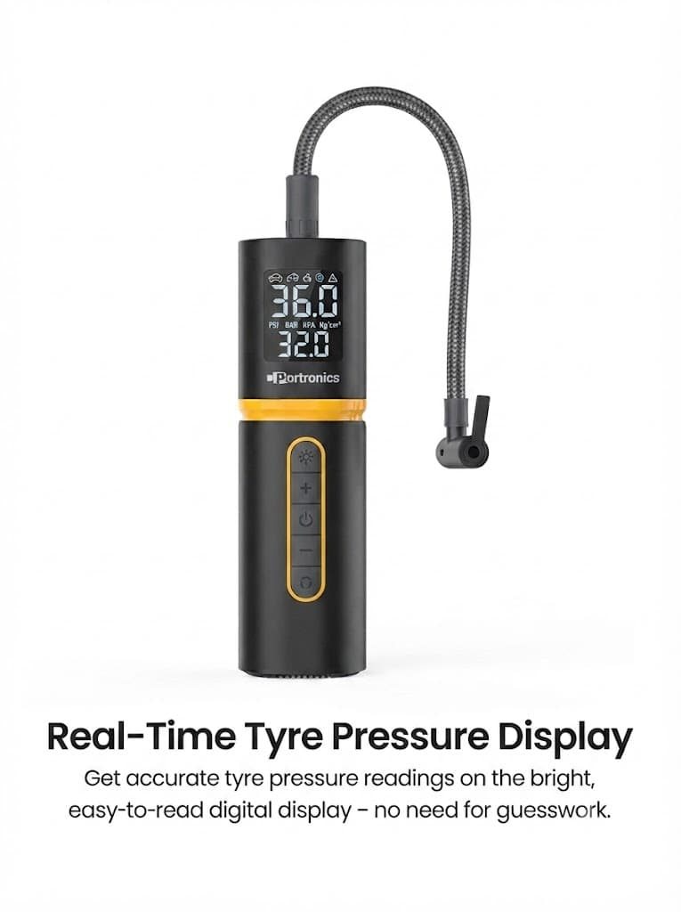 Vayu 5.0 Lite
150 PSI Corded Inflator | 3m Power Cord | Digital Display | Preset Modes | For Cars, Bikes, & Sport Balls 4