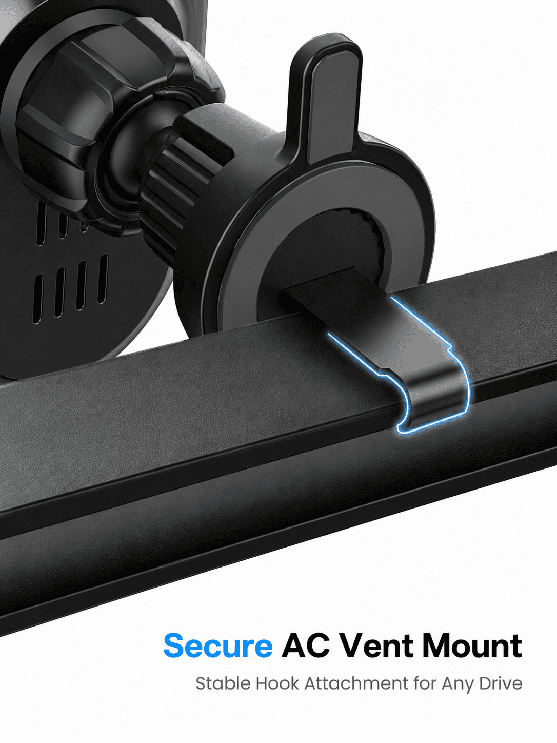 Portronics Charge Clamp 4 Wireless Car Charger with 15 Watts Fast Charging, AC Vent Mount, 360 Rotation, Strong Grip, Free Type-C Cable, Qi Charger for iPhone & Android Smartphones(Black) 3