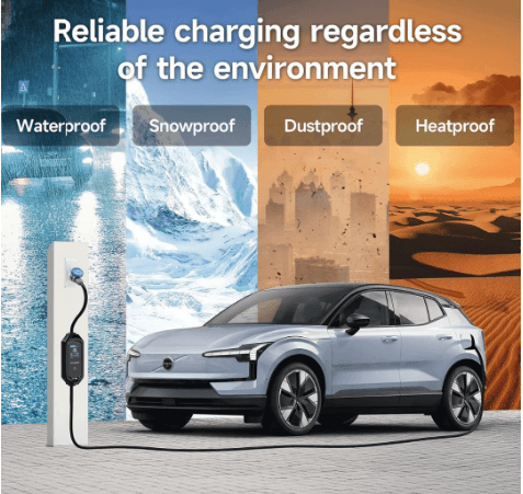 7.5 kW Portable EV Charger, Smart App, 1 Phase, 2.6inch Large Screen, IP65, 6 Meter TPU Cable, Adjustable Amp, Bag, Wall Holder Clips, Emergency Earthing off option, 5 Years Warranty* (Bundle) 4