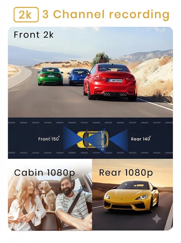 MADVR03 2K Smart Dash Cam | Triple Channel Recording | WiFi | Night Vision 4