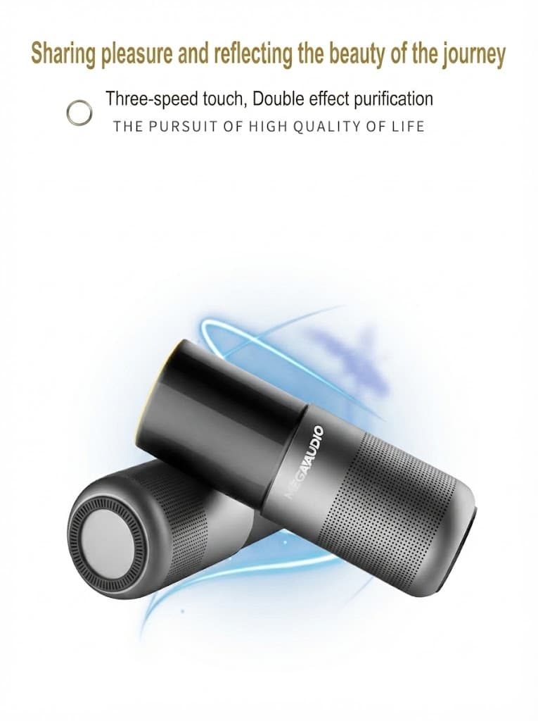 Car Air Purifier with HEPA & Carbon Filter |USB|Compact & Quiet Cup Holder Fit 2