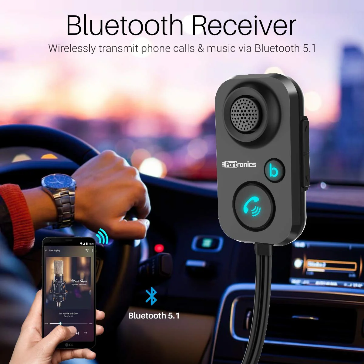 Auto 12
Car Bluetooth Receiver | 3.5mm AUX Connector | USB Port Powered | Call Button 2