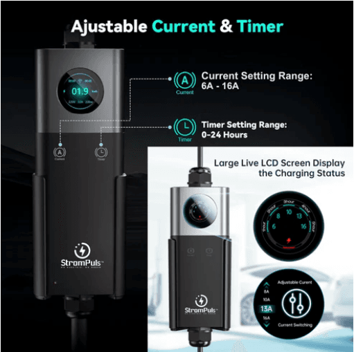 11kW EV Charger, 16A, 3 Phase, 5m TPU Cable, Large Touch Screen, Adjustable Amps, Wi-FI, BT, RFID, Emergency Switch, OTA Update, IP65, Built-in RCD, 5 Years Warranty* (Blaze11) 2