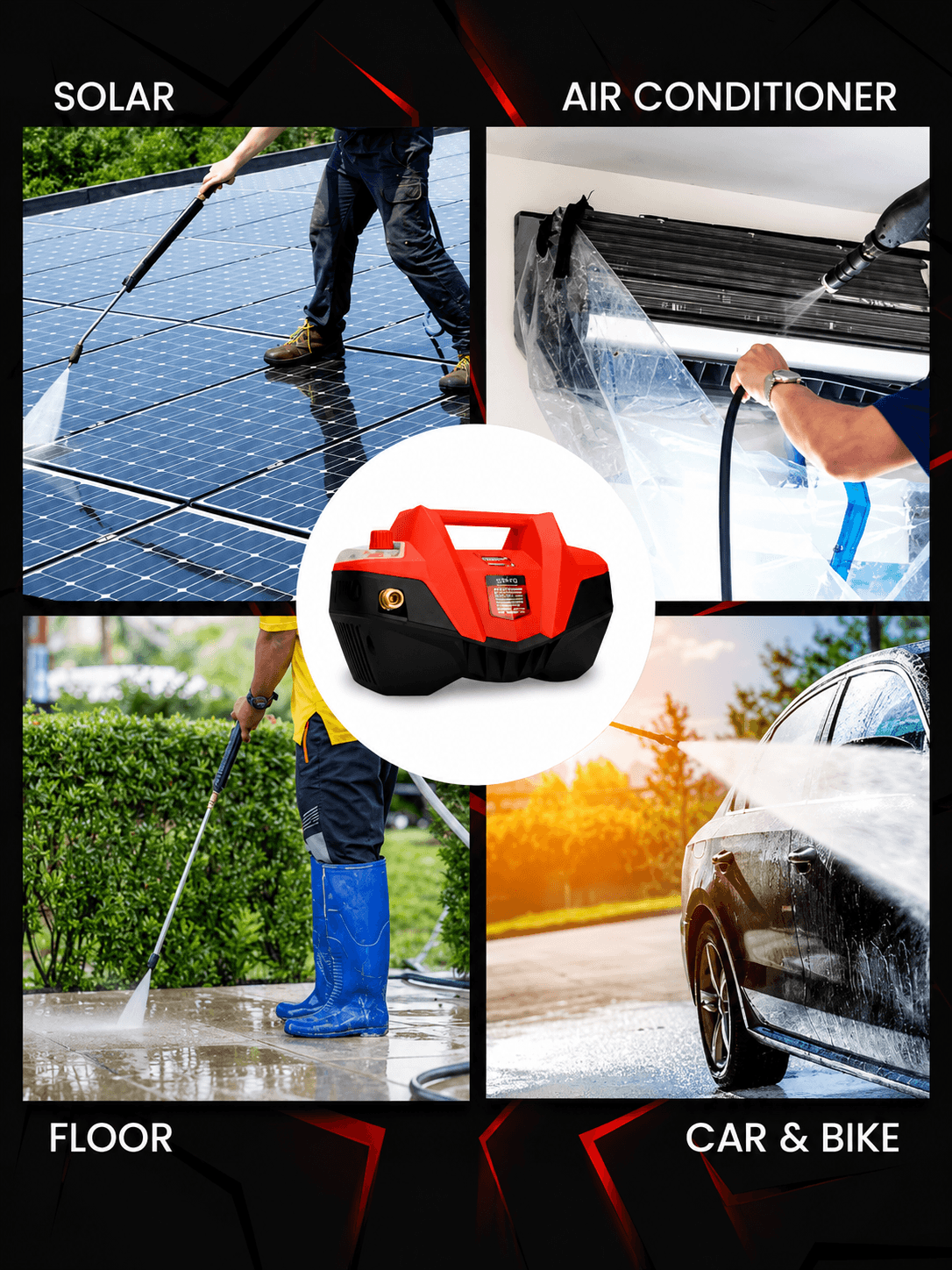 STARQ AQUABLAST2.6 2600W | 280 Bar | Heavy Duty High Pressure Car Washer | Pressure Adjustable with 1Ltr Professional Snow Foam Lance I Red 5