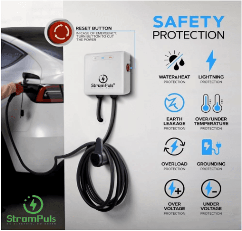 7.5kW EV Charger, Smart App, 32A, 1 Phase, 5M TPU Cable, Adjustable Amp, Indicator Light, WiFi BT, IP65, RCD A + 6ma DC, Emergency Earthing Off Option 5 Years Warranty* (White) 3