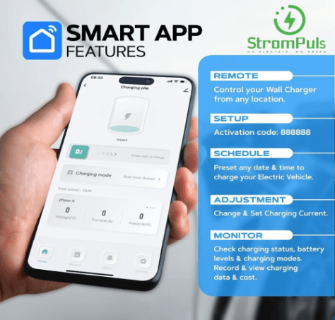 7.5kW EV Charger, Smart App, 32A, 1 Phase, 5M TPU Cable, Adjustable Amp, Indicator Light, WiFi BT, IP65, RCD A + 6ma DC, Emergency Earthing Off Option 5 Years Warranty* (White) 4