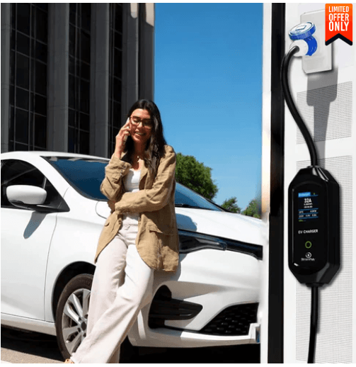 3.6kW Portable EV Charger, Smart APP, Adjustable Amps, 6 Meter TPU Cable, 16A 1 Phase, 3 inch Large Screen, Bag, Wallholder, Surge & Pen Protection, Earthing Off Option. 5 Years Warranty* 4